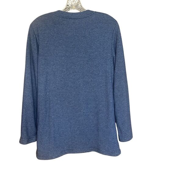 Womens Cozy Fleece Lined Long Sleeve Pajama Lounge Top Blue Small - Picture 3 of 9